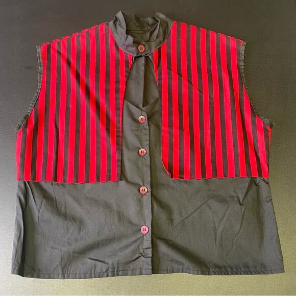 Red Black Vintage Western Crop Top Large Rodeo Cut Out Coastal Cowgirl Custom - Picture 6 of 7